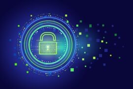 Padlock icon on a digital screen symbolizing cybersecurity and data protection.